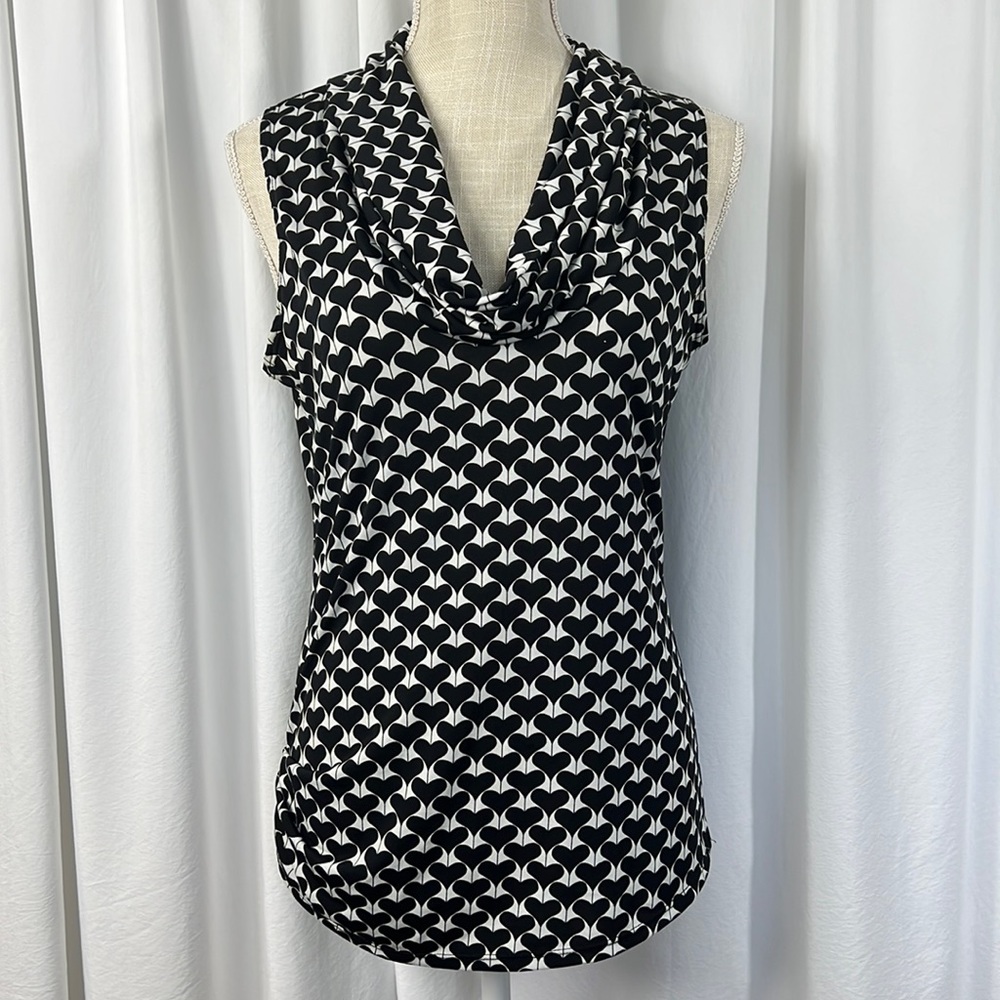 Max Studio M Black/White Heart Blouse